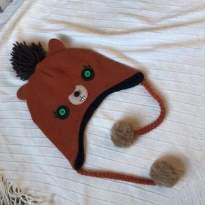 Knit Brown Bear Hat With Ear Flaps